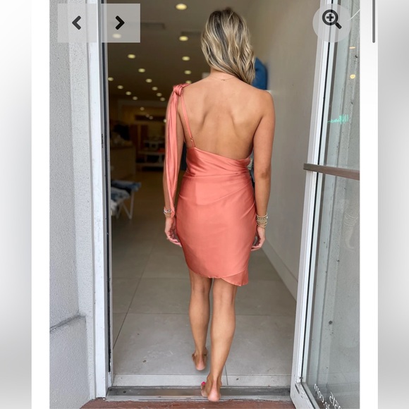 Baobab Collection Coral One-Shoulder Mini Dress - Picture 3 of 8